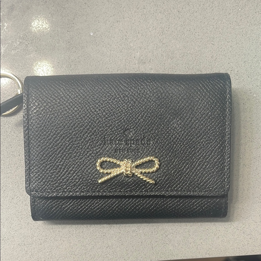 Kate Spade Black Wallet with Gold Bow